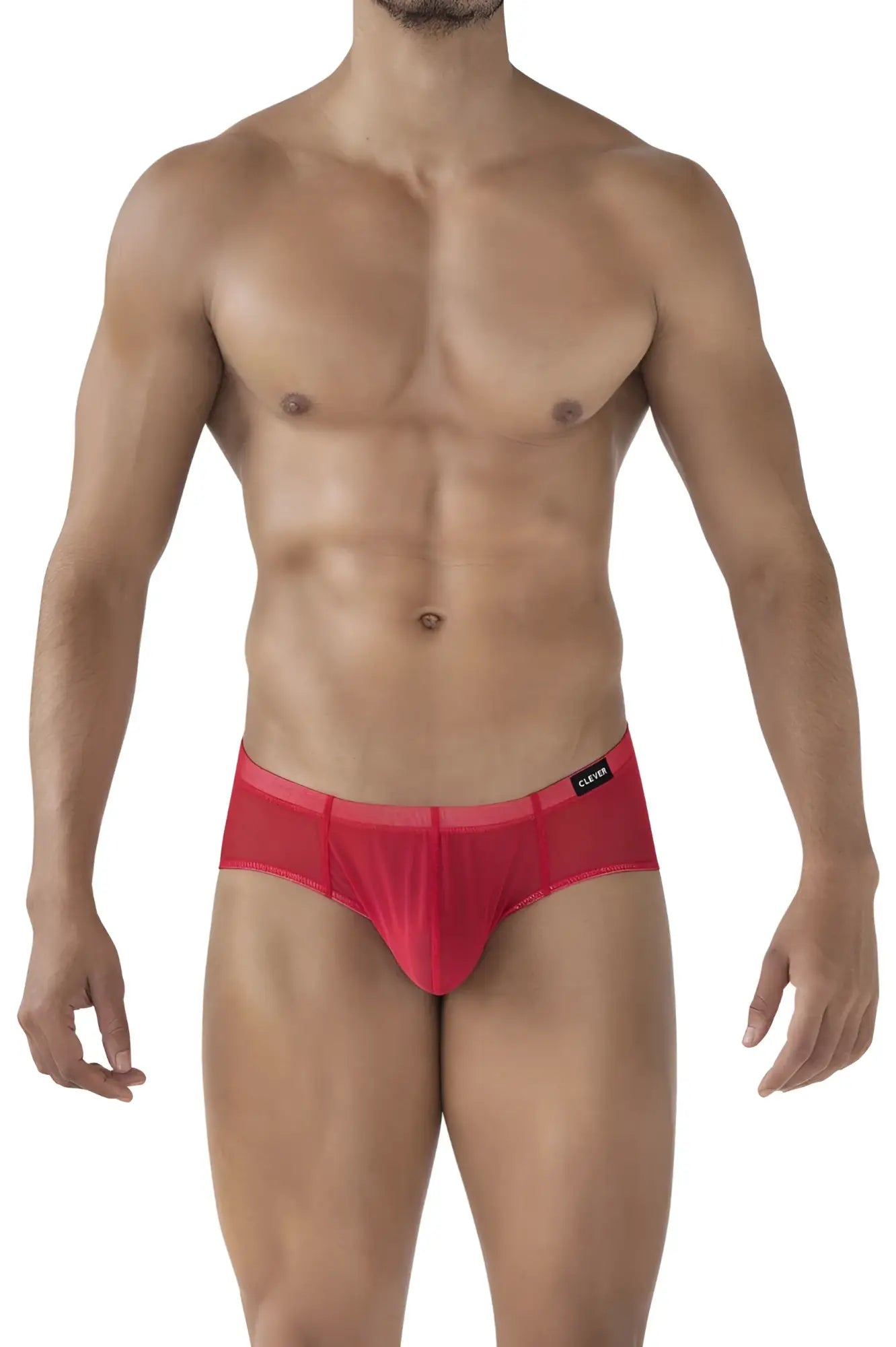 Red mesh clever 519962 briefs with black brand tag on waistband part of australian latin 3pk set