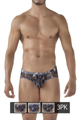 Black and silver patterned clever 519963 3pk australian latin briefs with a sleek modern design in blue and black colors