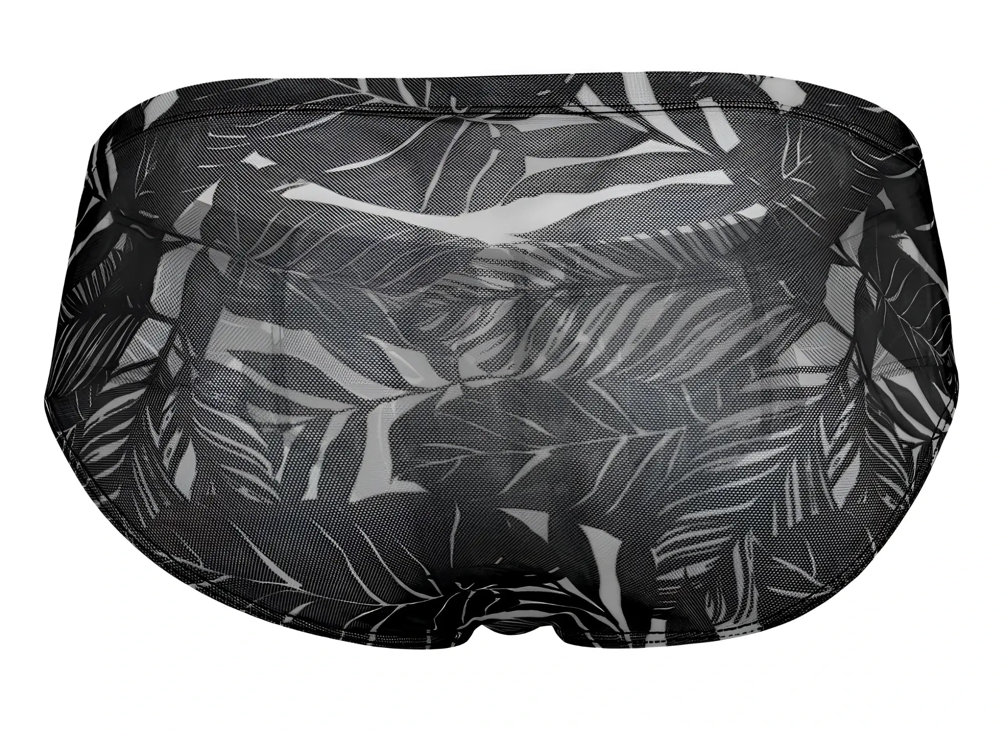 Black and white tropical leaf patterned mesh briefs from clever australian latin 3pk in blue black and black colors