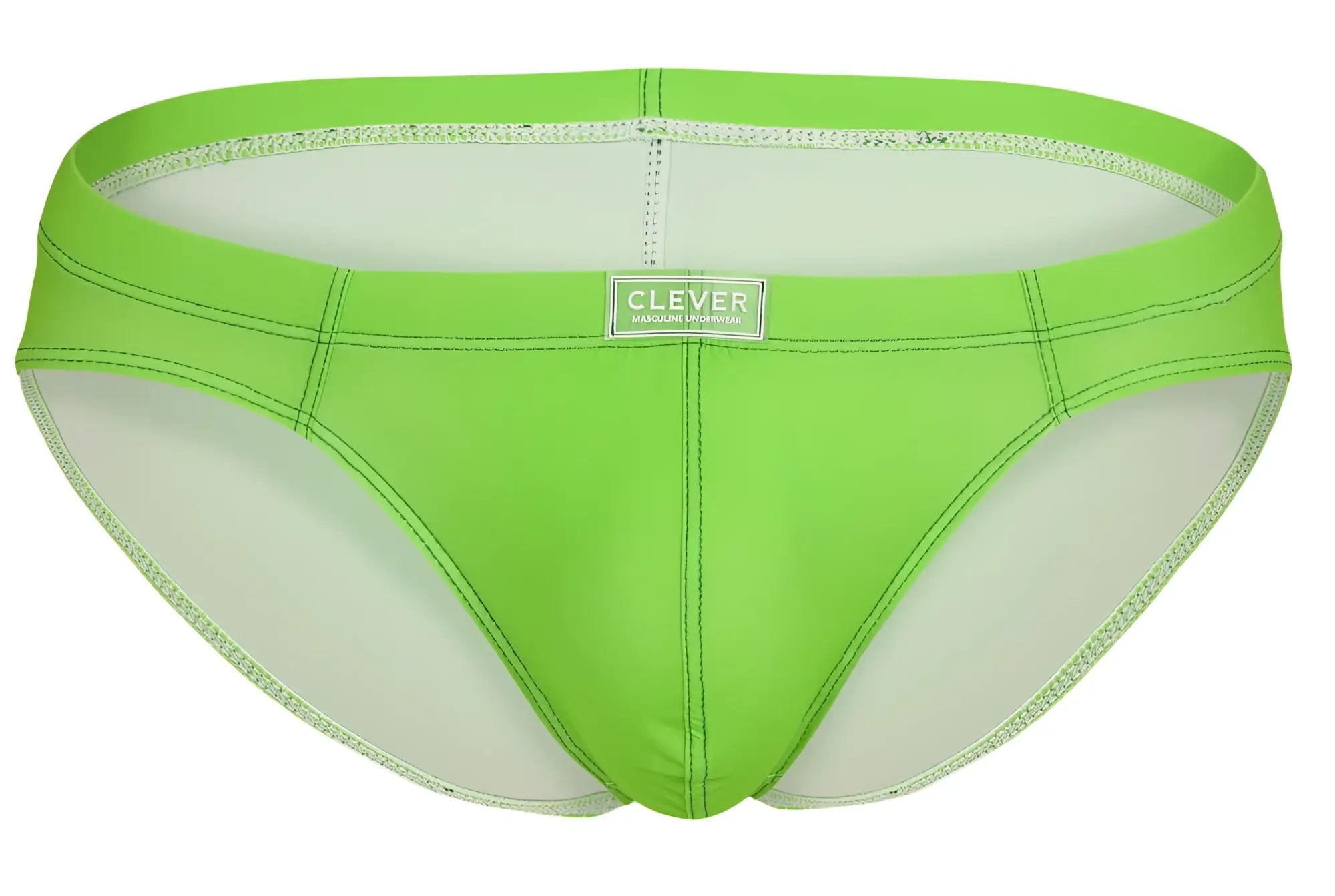 Bright lime green clever 519967 men’s briefs with white interior stitched seams in multi-colored 7pk pack