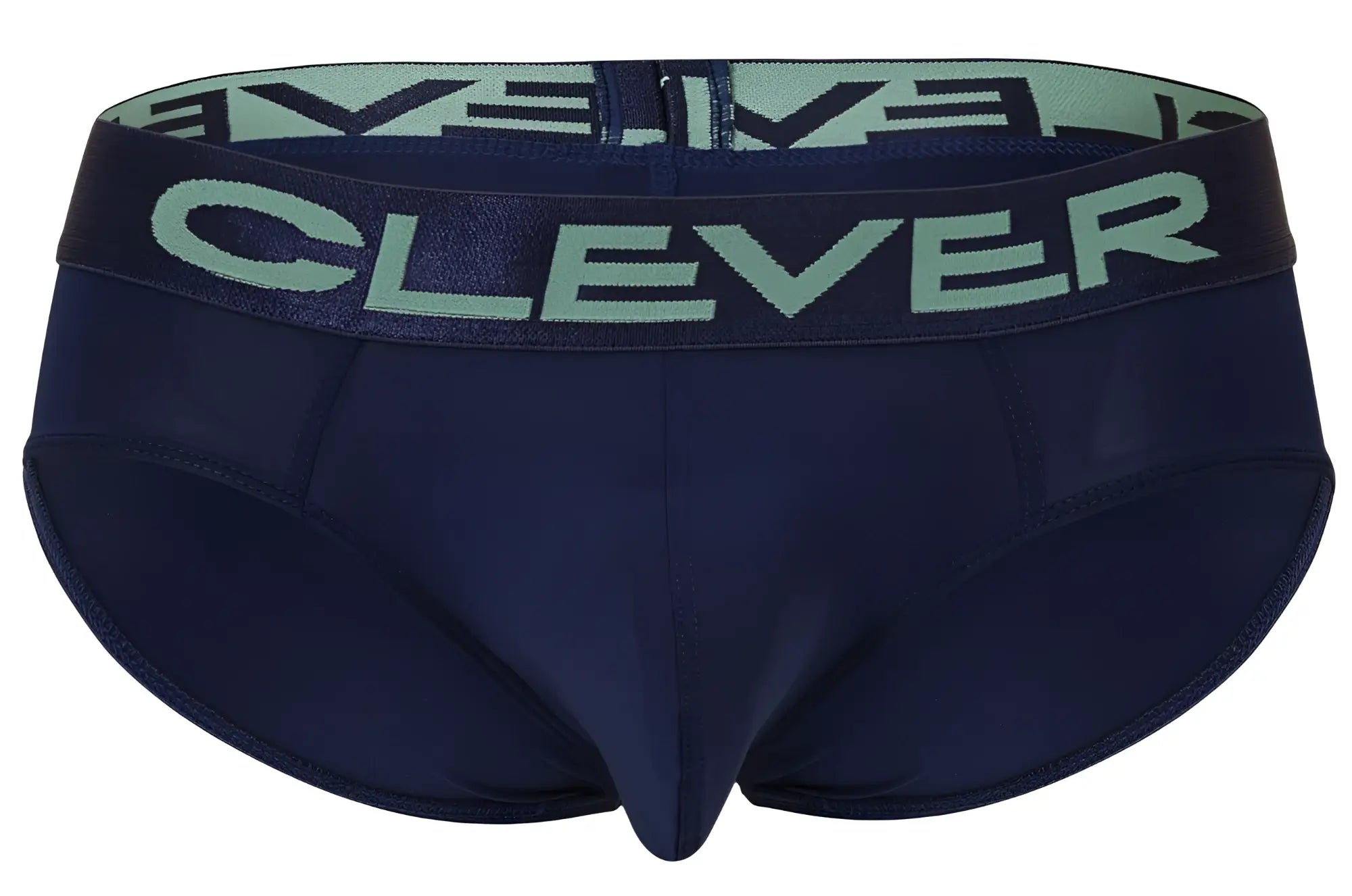 Navy blue men’s briefs with light green clever logo waistband from clever 519968 3pk australian latin briefs set