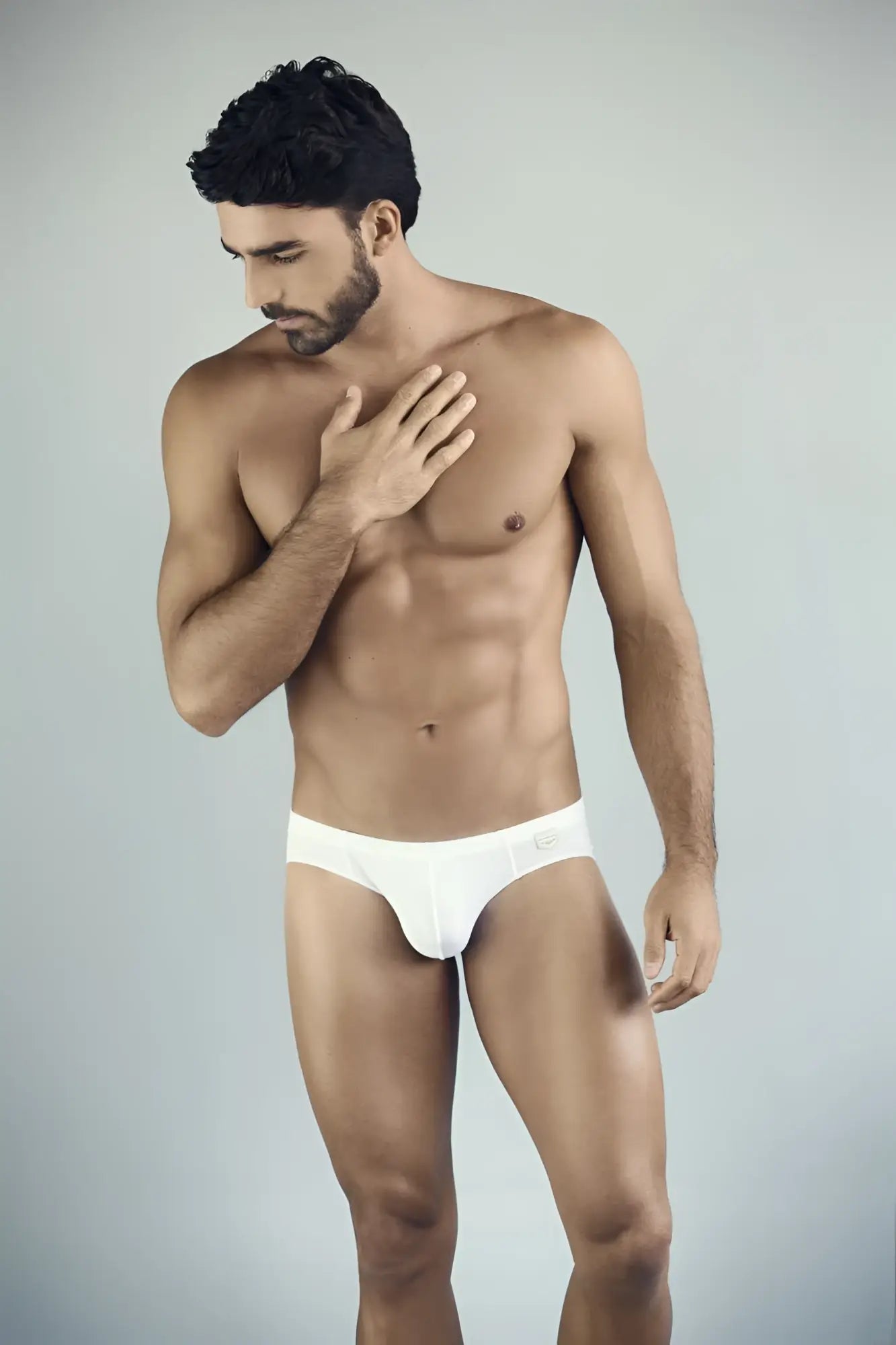 White clever 5373 australian latin briefs featuring a subtle logo on the waistband in a comfortable cotton blend