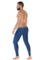 Blue clever ideal athletic pants size m with form-fitting fabric and yellow black striped waistband