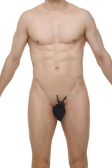 Black fabric thong cocksak joe black with small pouch and tied strings designed for intimate wear