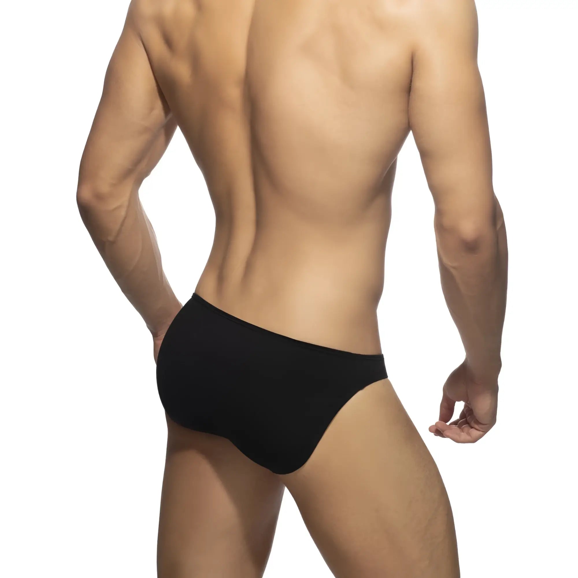 Black cotton bikini brief with smooth form-fitting design providing comfortable everyday wear