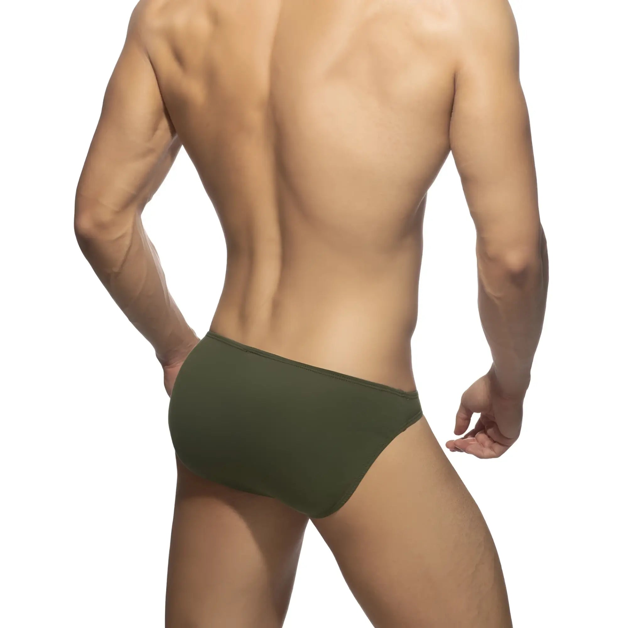 Olive green cotton bikini brief made from soft breathable material for comfortable everyday wear