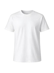 White cotton crew neck t-shirt with short sleeves made from soft breathable fabric for casual wear
