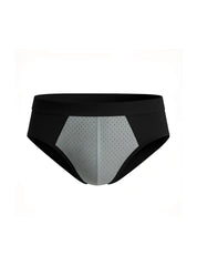 Black and gray cotton stretch athletic briefs with mesh panel design for breathable support