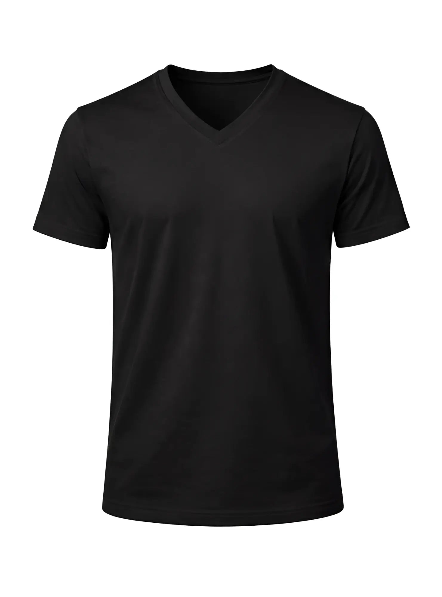 Black v neck cotton t shirt with short sleeves made from soft breathable fabric for casual wear