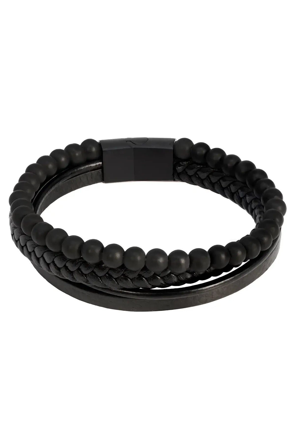 Courant wrinkle bracelet black beaded leather bracelet with sleek magnetic clasp for stylish wear