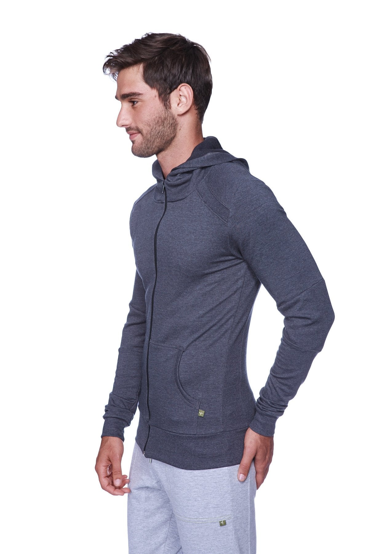 Figurbetonter Crossover Yoga Track Performance Hoodie (Anthrazit)