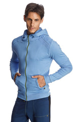 Figurbetonter Crossover Yoga Track Performance Hoodie (Eisblau)