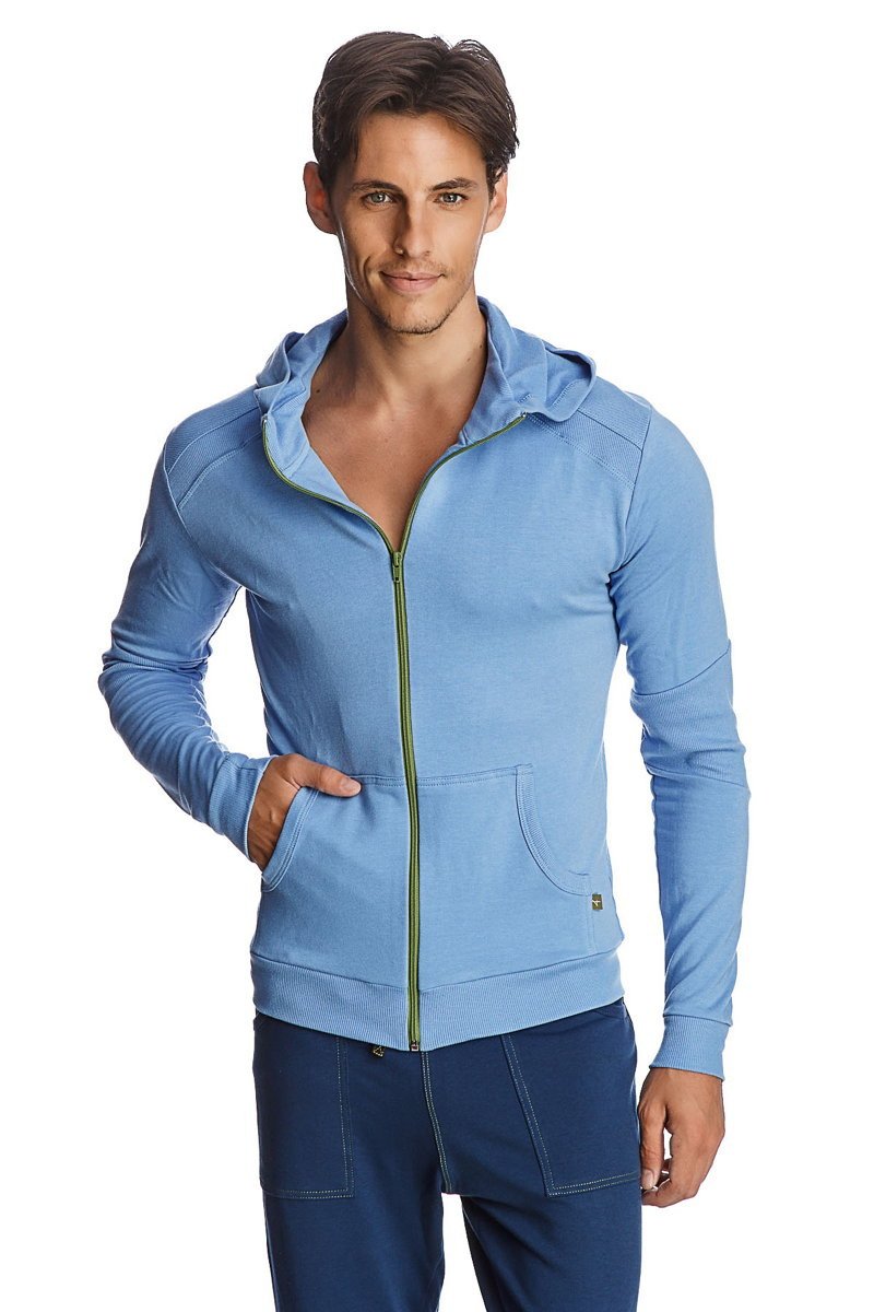 Figurbetonter Crossover Yoga Track Performance Hoodie (Eisblau)