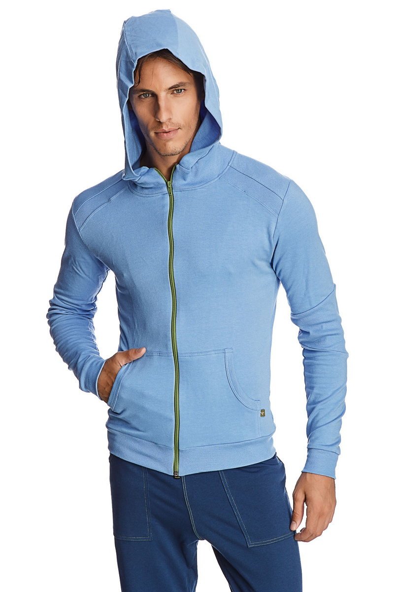 Figurbetonter Crossover Yoga Track Performance Hoodie (Eisblau)