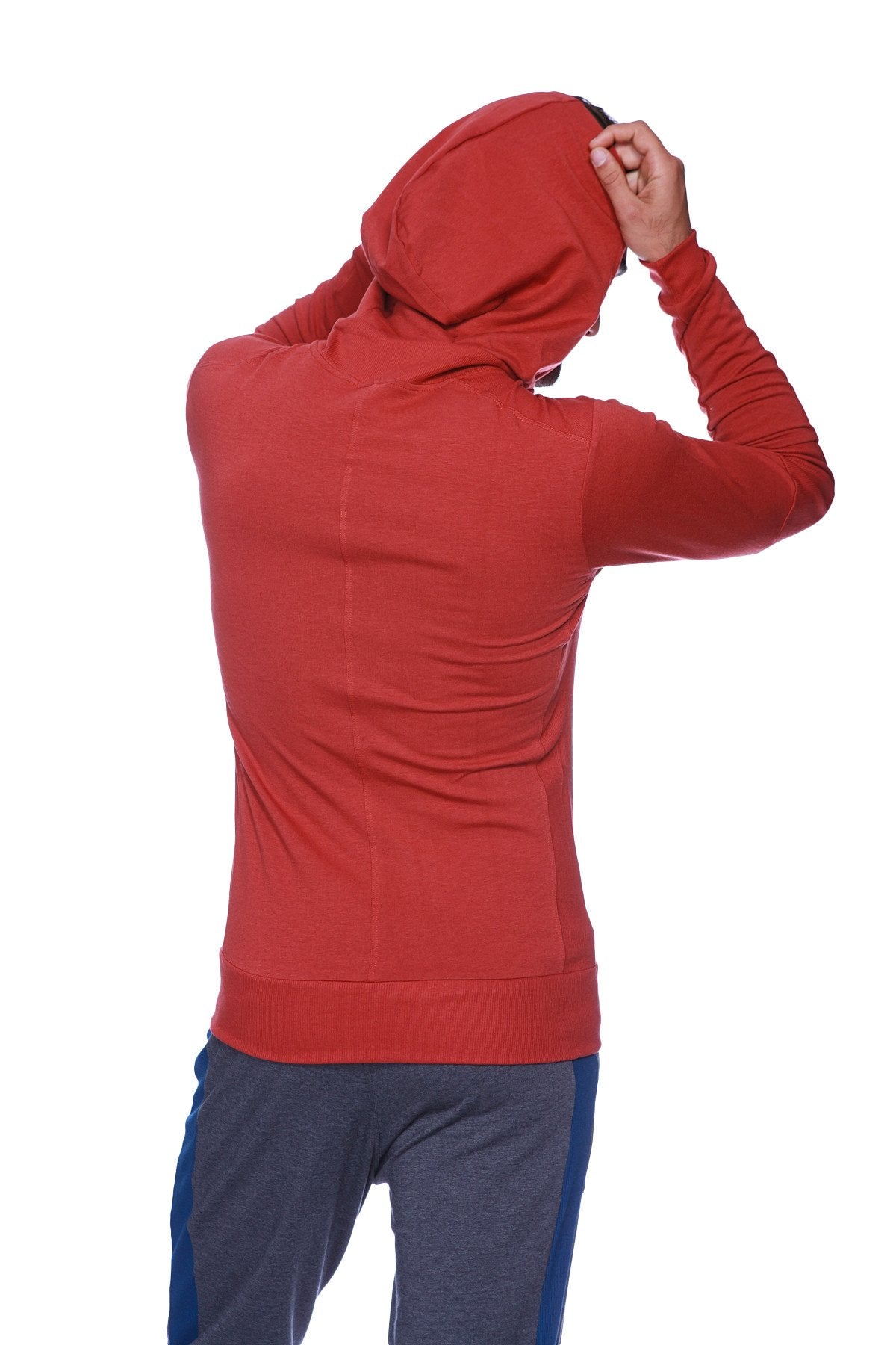 Figurbetonter Crossover Yoga Track Performance Hoodie (Solid Cinnabar)