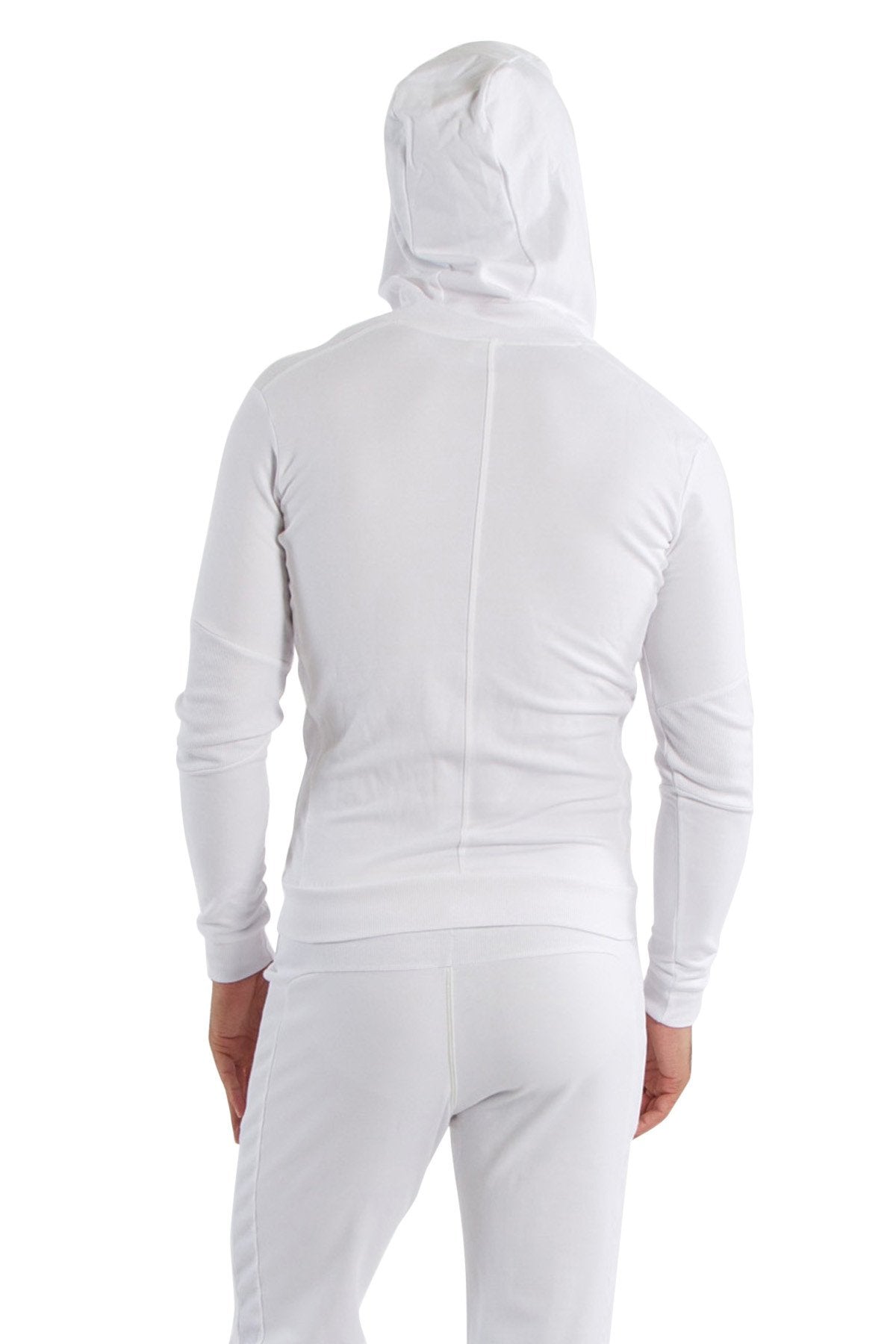 Form-fit Crossover Yoga Track PerformanceHoodie (Weiß mit grünem Reißverschluss)