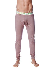Pink striped men’s crosstrain thermal yoga pant with colorful patterned waistband designed for warmth and comfort