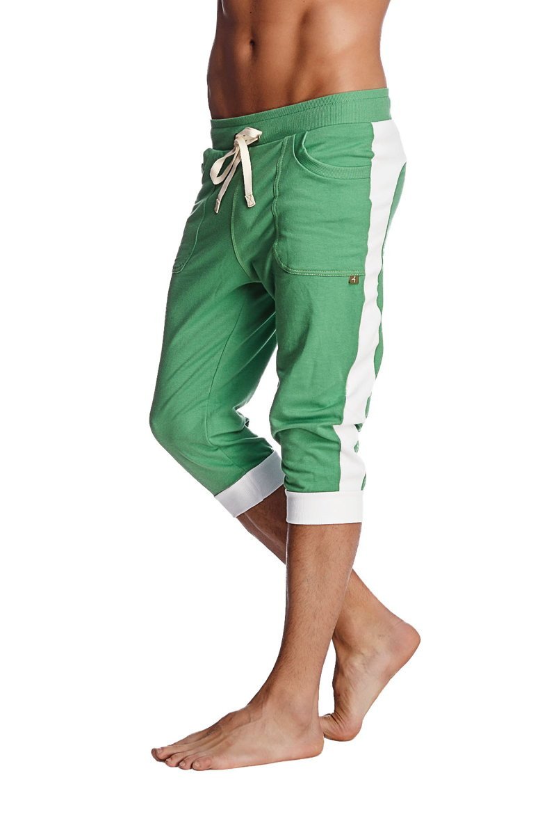 Pantalon de yoga à revers (vert bambou avec blanc)