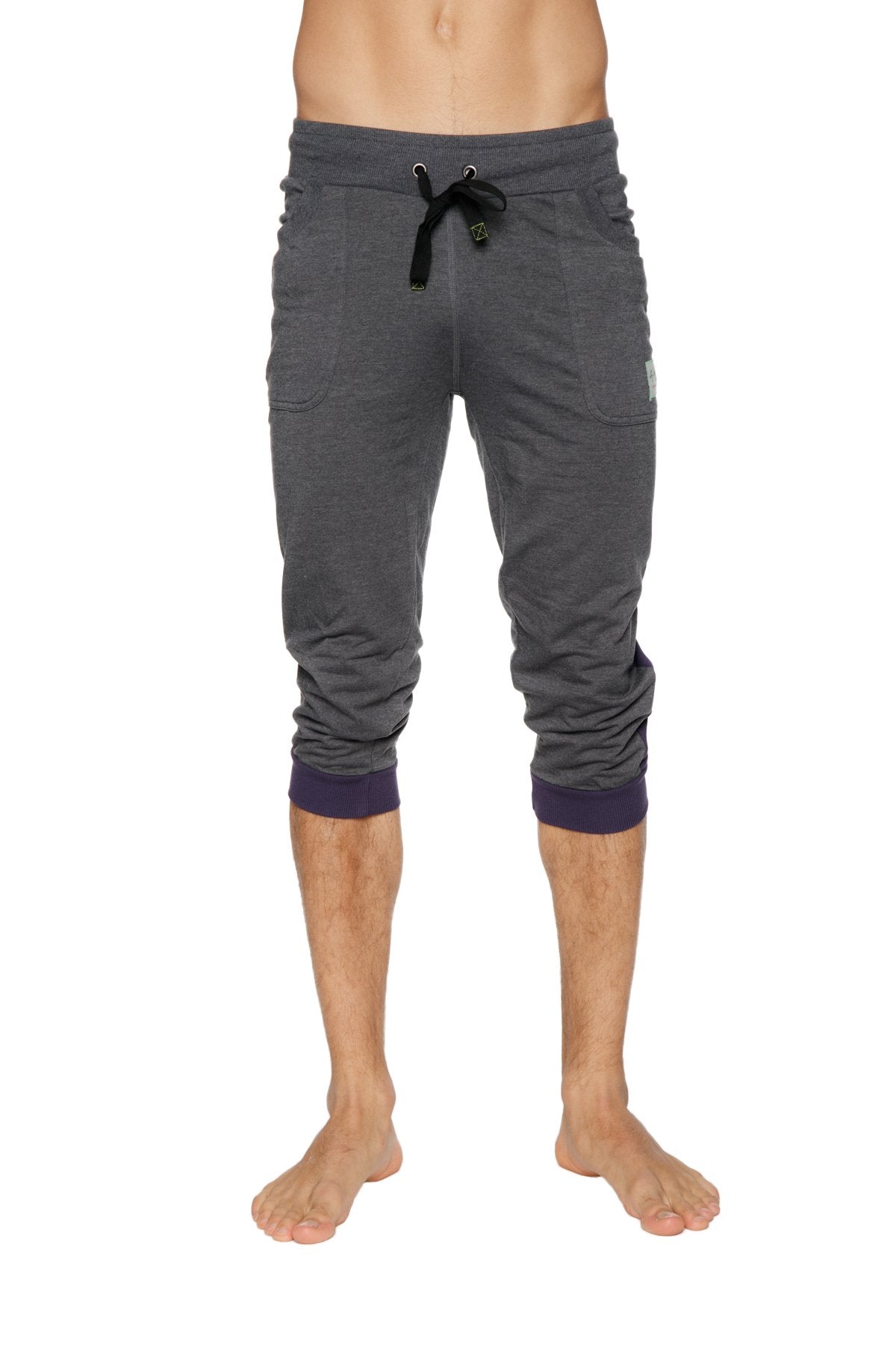 Pantalon de yoga à revers (gris anthracite avec aubergine)