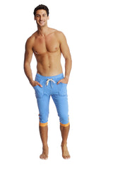 Yogahose mit Bündchen (Eisblau mit Orange)