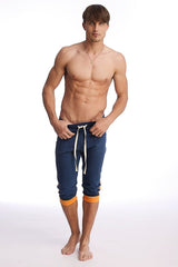 Pantalon de yoga à revers (bleu royal et orange)