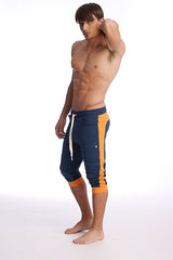 Pantalon de yoga à revers (bleu royal et orange)