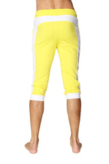 Pantalon de yoga à revers (Jaune tropical avec blanc)