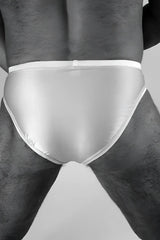 Cut2medesigns peek a crotch french bikini underwear in nude size s made of white satin with a smooth glossy finish