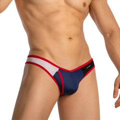 Navy blue red and white athletic briefs with black daddy branded waistband from daddy dde061 jockstrap collection