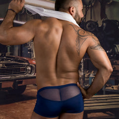 Navy blue Daddy DDG020 boxer trunk briefs with mesh back for breathable comfort and stylish support