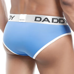 Light blue daddy ddj005 briefs with white trim and gray waistband featuring black daddy brand lettering