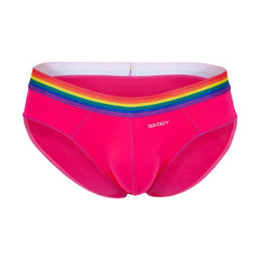 Bright pink daddy ddj027 briefs with rainbow stripe waistband offering comfortable stylish underwear