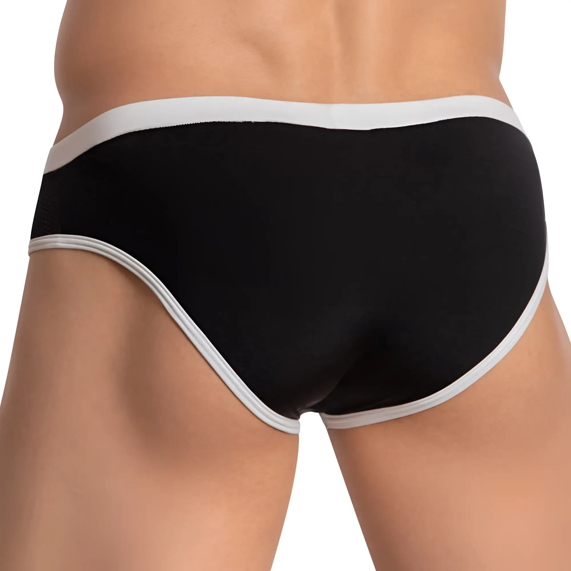 Black Daddy DDJ030 briefs with white trim featuring a comfortable stretchy fabric perfect for everyday wear
