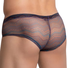 Daniel alexander dag008 translucent patterned boxer briefs with brown blue and purple zigzag design
