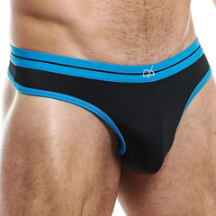 Black and blue Daniel Alexander DAK043 thong with sleek form-fitting design shown from the back side