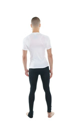 White short-sleeved designer raglan crew-neck tee with subtle mesh panels on shoulders and sides in arctic white