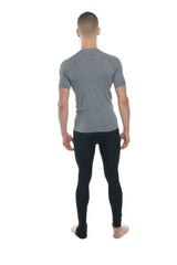 Designer raglan crew-neck tee in steel gray with a gray heathered short-sleeved fitted athletic shirt design