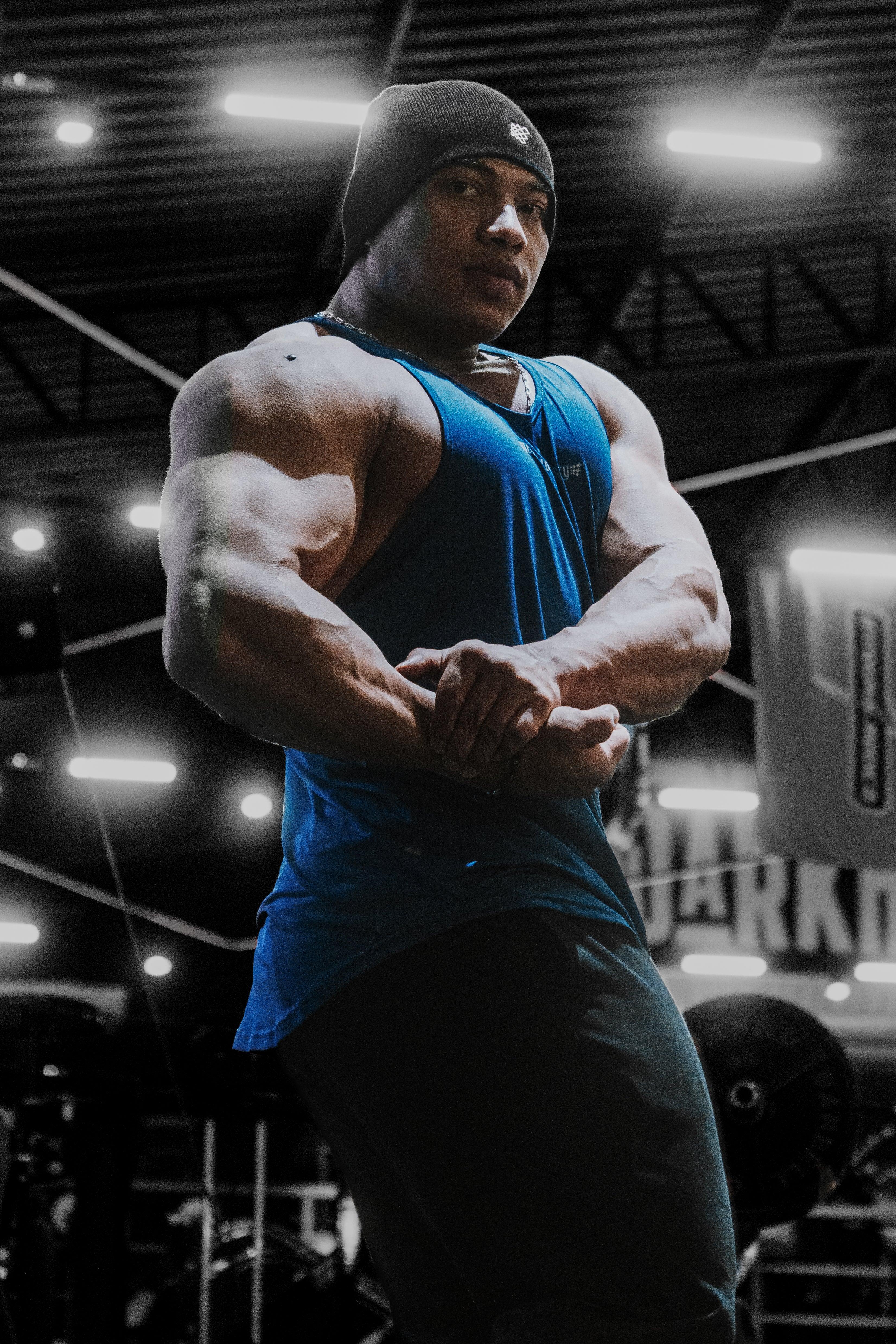 Jed North Performance Max Bodybuilding-Stringer für Herren - Denimblau