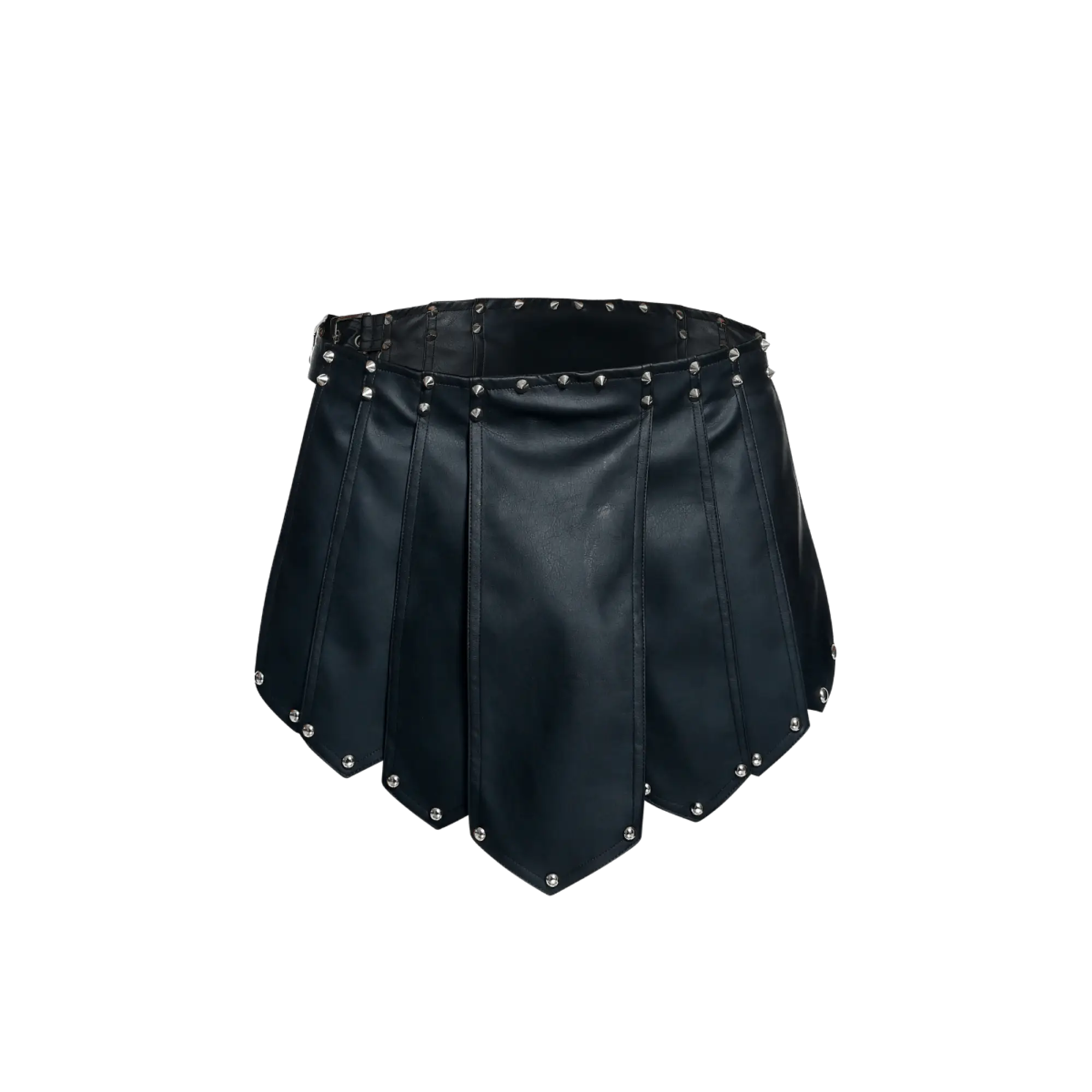 Dngeon roman skirt black faux leather pleated mini skirt with silver studs on waistband and hem new colors