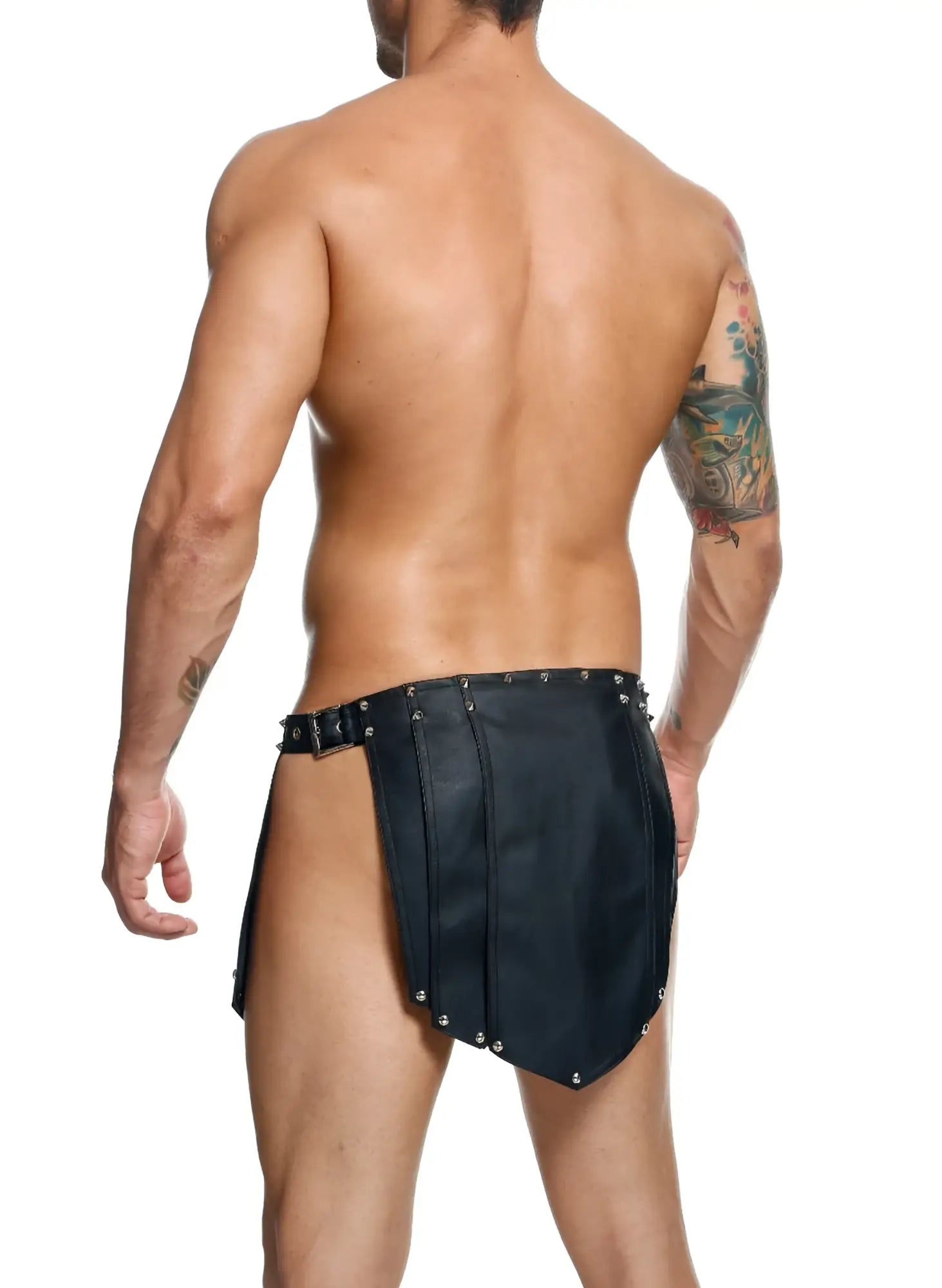 Dngeon Roman skirt black leather shorts with silver studs and belt buckle at the waist new colors