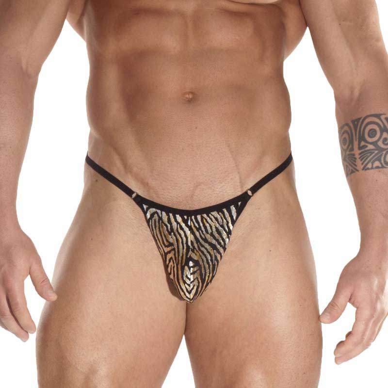 Don Moris Zebra Metallic Rings Thong Underwear Silver DM031778 Size L