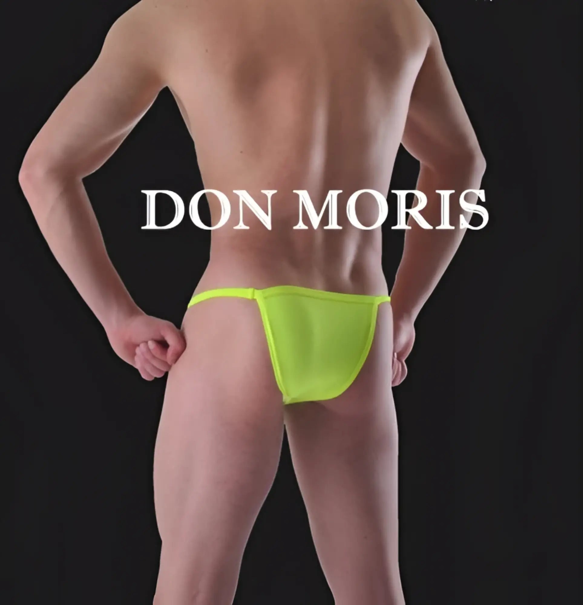 Bright neon yellow mesh briefs don moris solid tanga underwear lime dm100211 size s front view