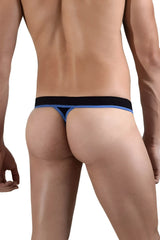 Black and blue doreanse 1012-blk borderline thong with a snug supportive fit shown from the back side