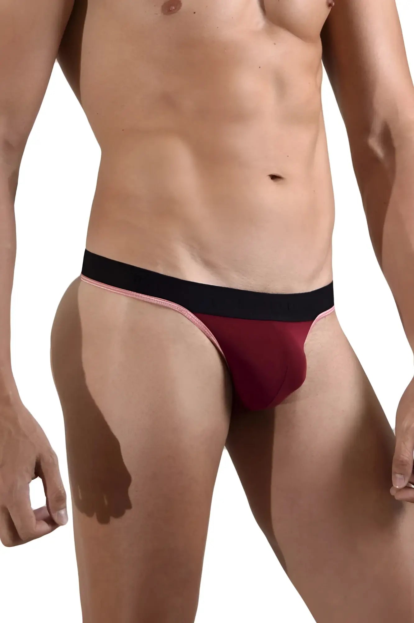 Red and black doreanse 1012-brd borderline thongs with a snug fit in bordeaux color for athletic use