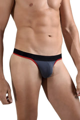 Doreanse 1012-chr borderline thongs charcoal color black and red athletic briefs with a snug form-fitting design