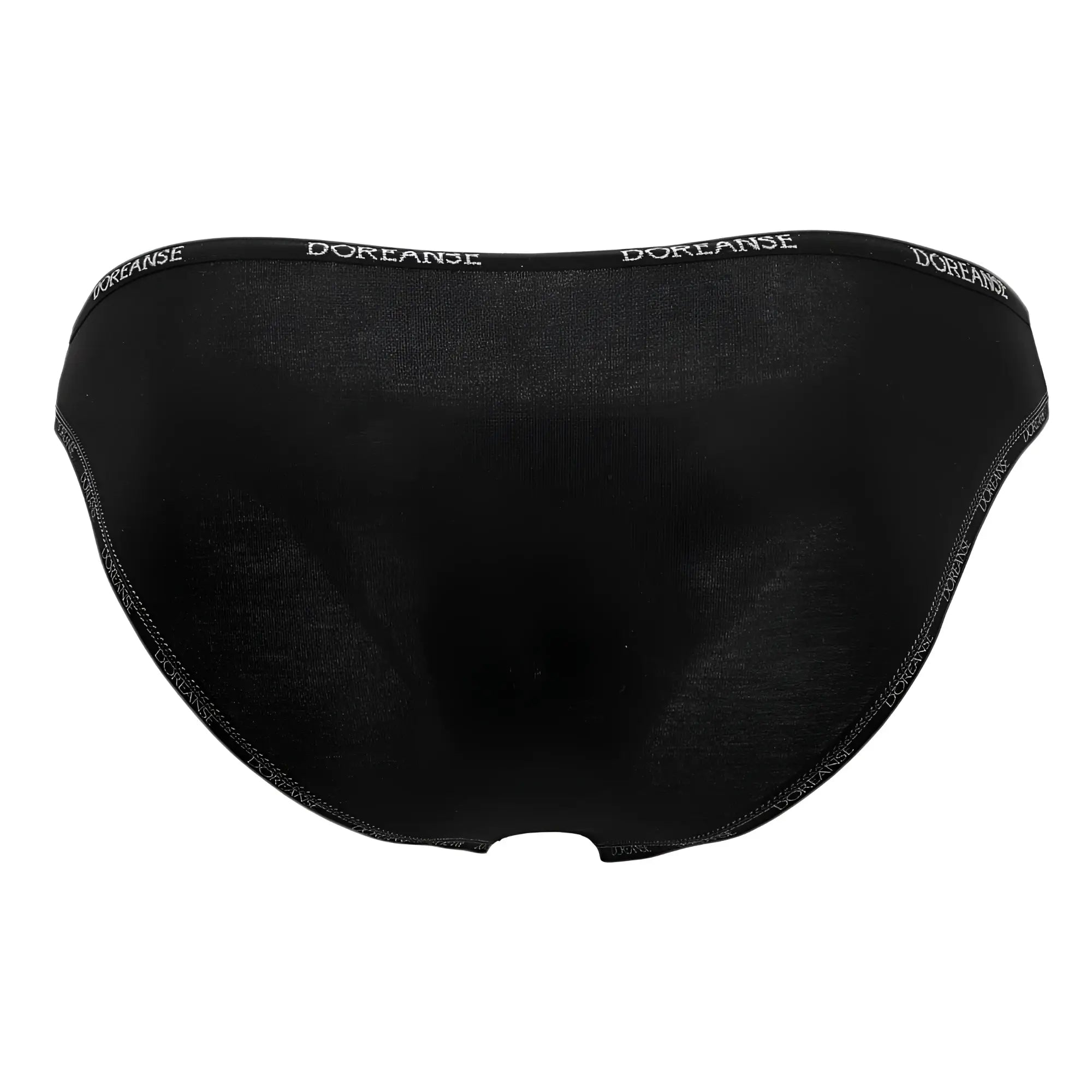 Black doreanse 1215-blk naked bikini briefs with subtle textured fabric and white logo trim on waistband