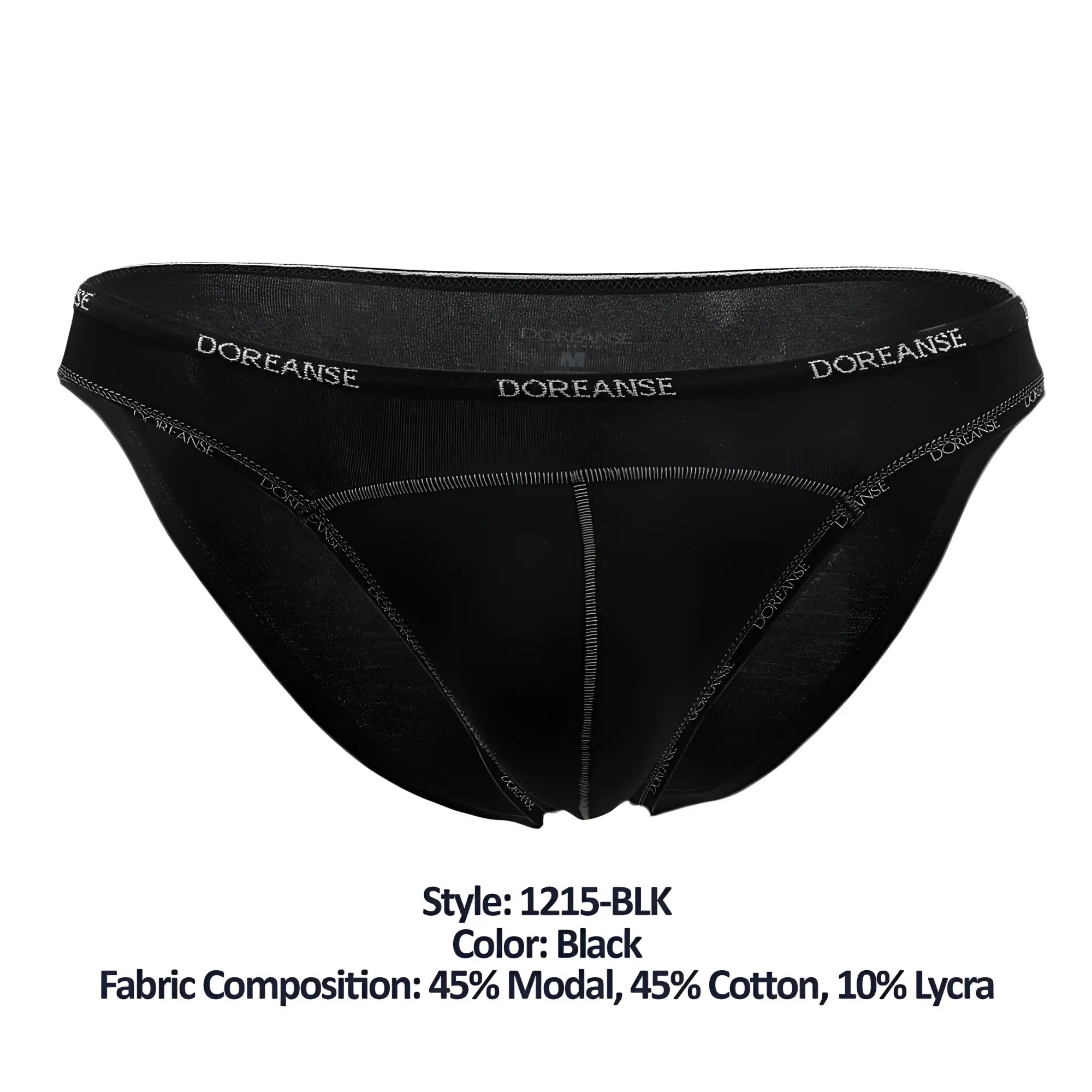 Black doreanse 1215-blk naked bikini briefs made from modal cotton and lycra blend shown from the back side