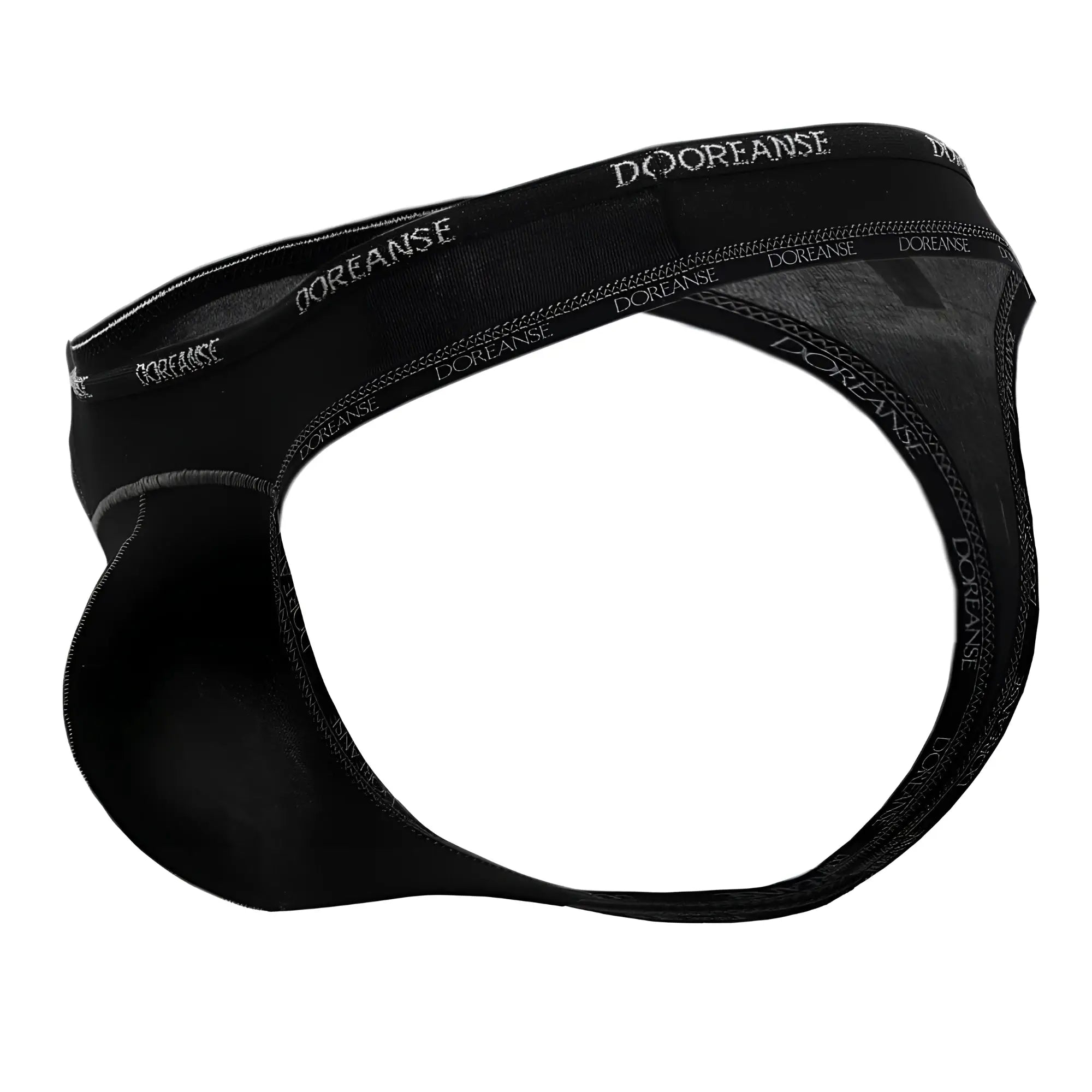 Black doreanse 1216-blk naked thong men’s briefs with smooth seamless design and subtle white waistband branding