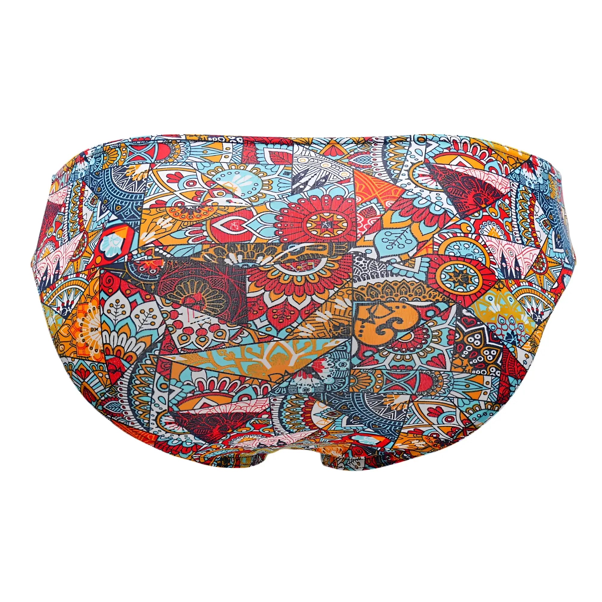 Vibrant doreanse 1217-prn groovy bikini color printed swim trunks with multicolored mandala and geometric patchwork patterns
