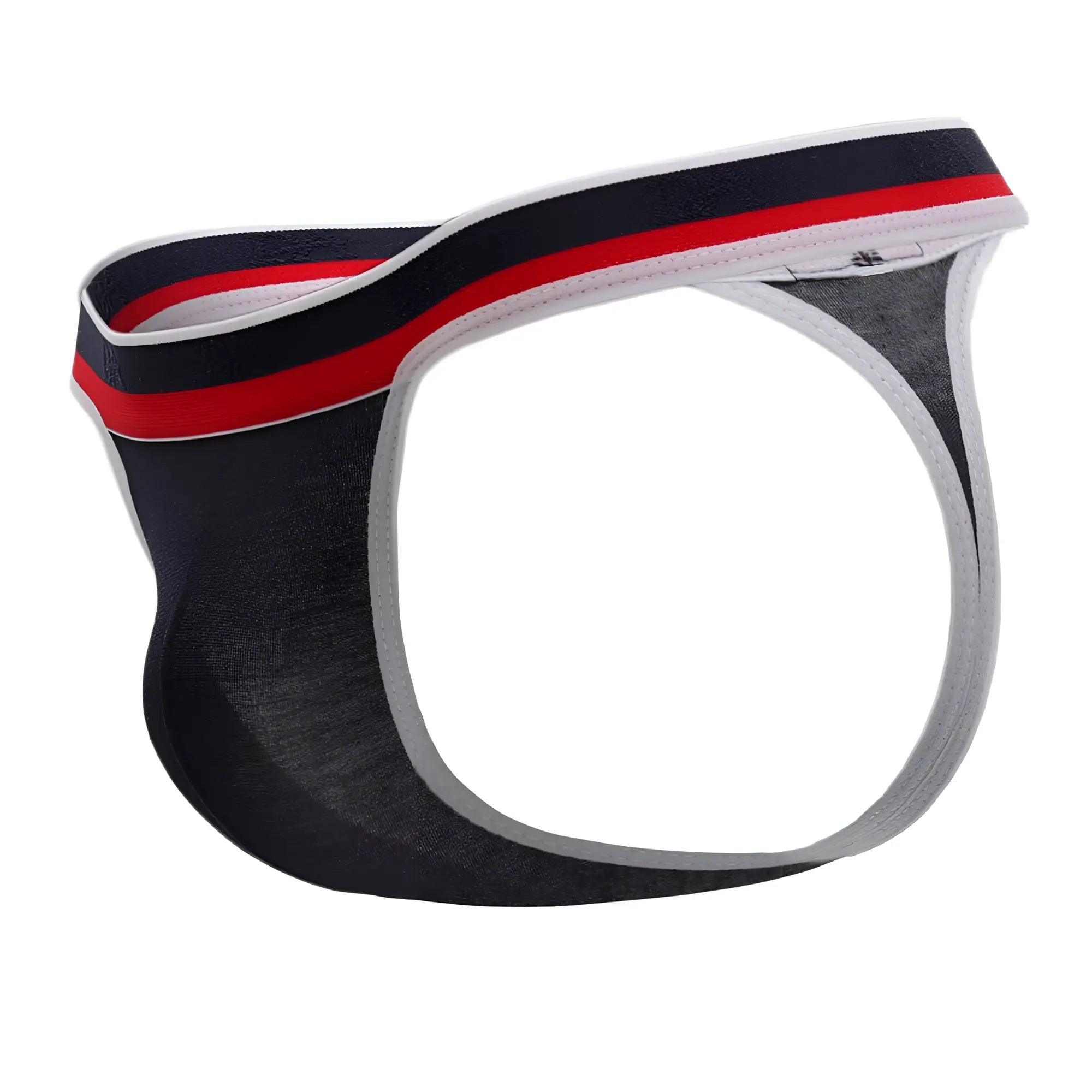 Doreanse 1218-nvy metro thong navy blue men’s briefs with black red and white stripes and textured fabric design